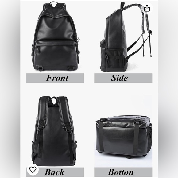 Black Leather Backpack - Picture 4 of 8